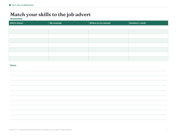 Preview of Printable Skill Match Worksheet
